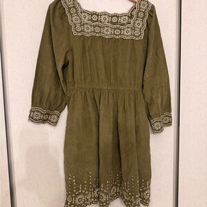 Madewell Olive Mini Dress with Embroidery